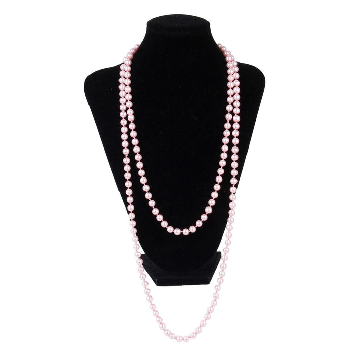 Crofta 1.5m 9mm Glass Imitation Pearl Beads Long Necklace Sweater Chain Wedding Xmas Victoria