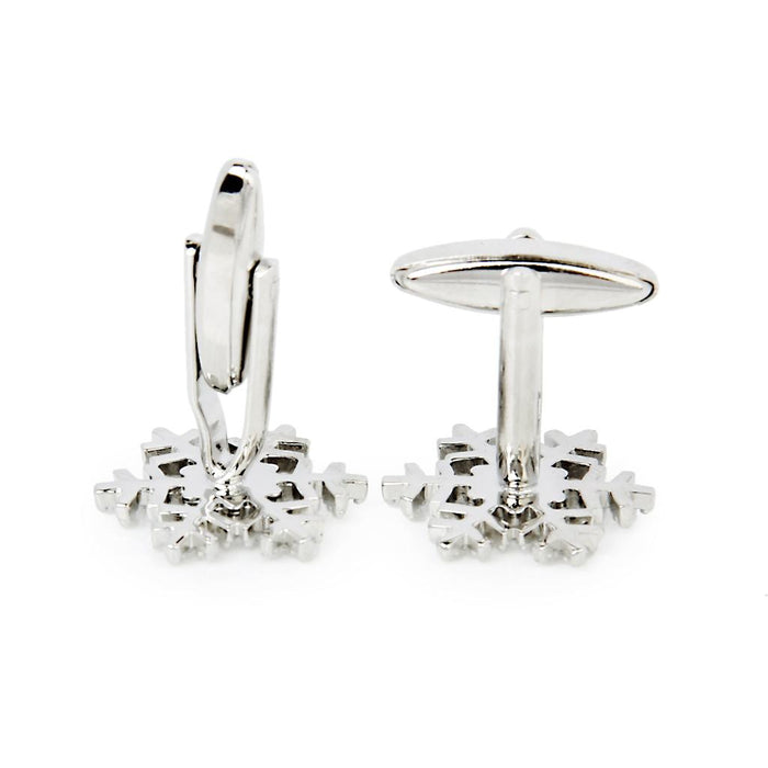 Crofta 2 Pairs Christmas Santa Claus Crystal Snowflake Cufflinks Men's Cuff Links