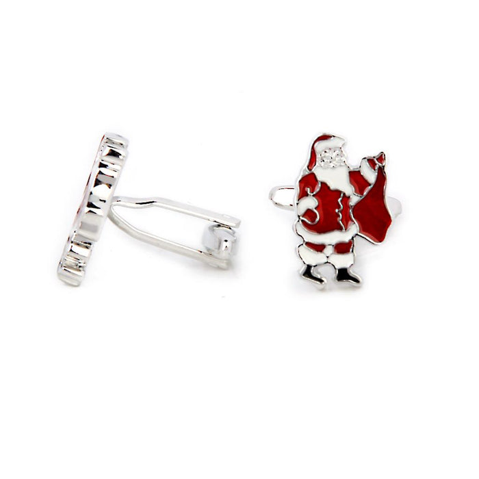 Crofta 2 Pairs Christmas Santa Claus Crystal Snowflake Cufflinks Men's Cuff Links