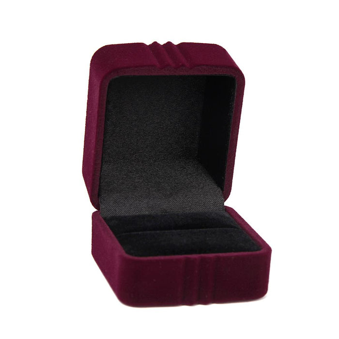 Crofta Small Square Velvet Ring Jewelry Storage Gift Box Holder Organizer - Burgundy