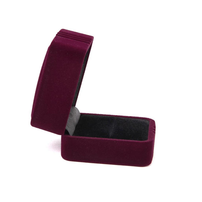 Crofta Small Square Velvet Ring Jewelry Storage Gift Box Holder Organizer - Burgundy