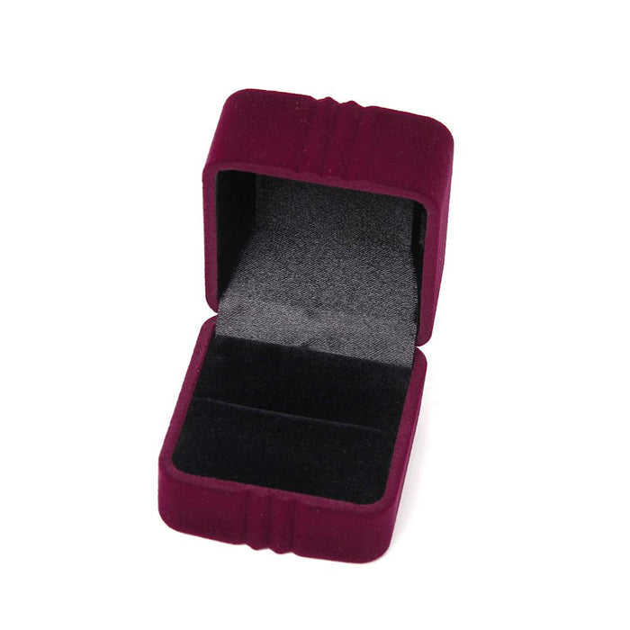 Crofta Small Square Velvet Ring Jewelry Storage Gift Box Holder Organizer - Burgundy