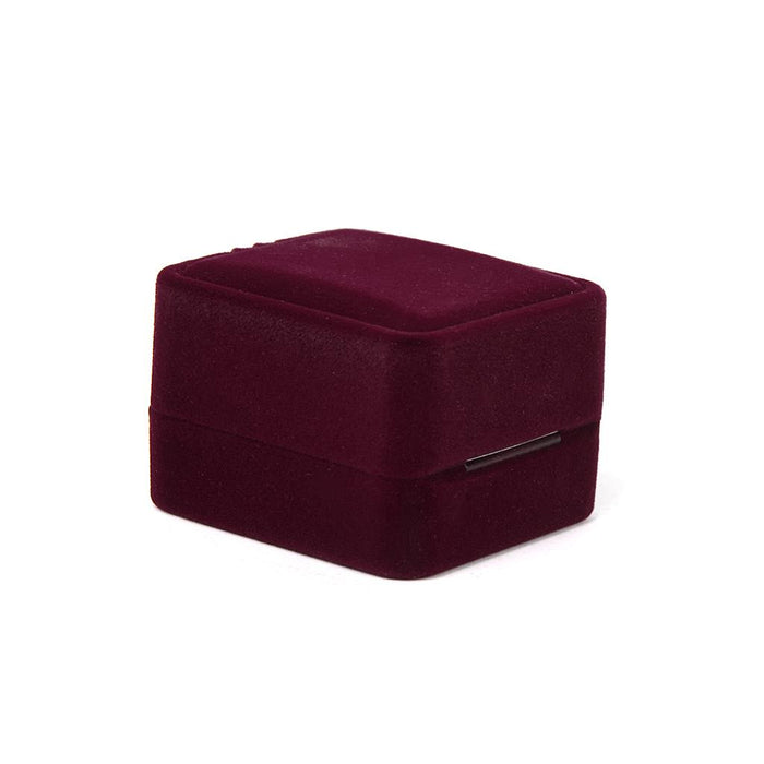 Crofta Small Square Velvet Ring Jewelry Storage Gift Box Holder Organizer - Burgundy