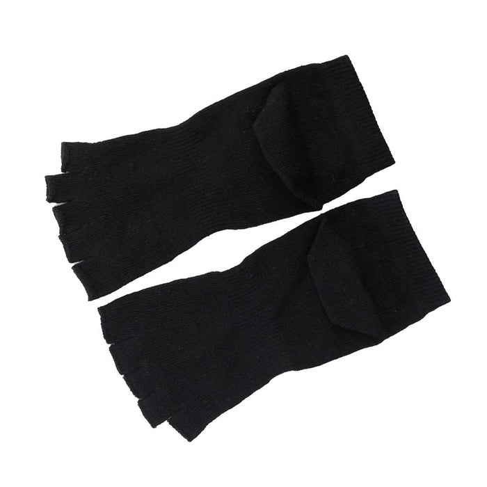 Crofta 1 Pair Unisex Five Fingers Open Toe Socks Breathable Warm Yoga Casual Black