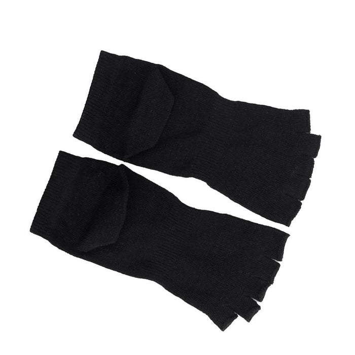 Crofta 1 Pair Unisex Five Fingers Open Toe Socks Breathable Warm Yoga Casual Black