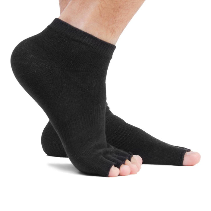 Crofta 1 Pair Unisex Five Fingers Open Toe Socks Breathable Warm Yoga Casual Black