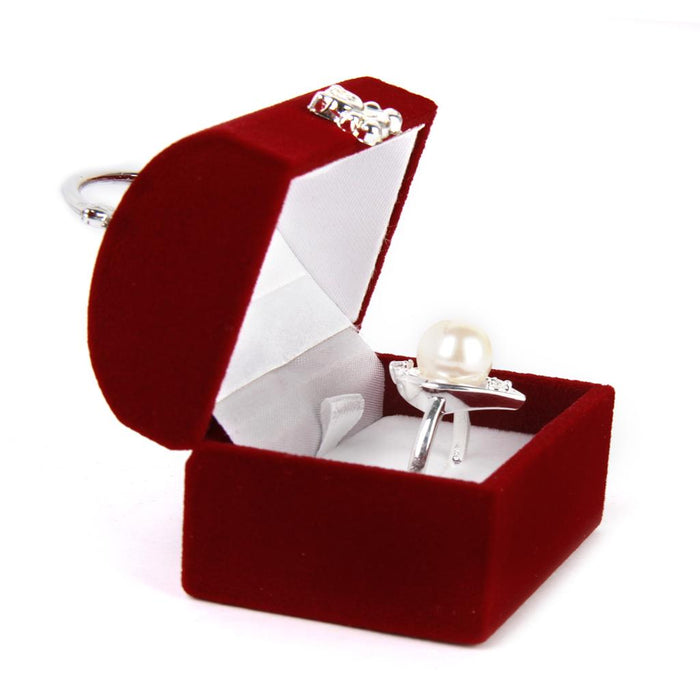 Crofta Red Velvet Ring Earring Jewelry Storage Gift Box Holder Organizer Case