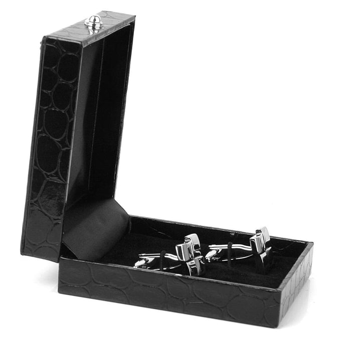 Crofta Black PU Leather Tie Clip Cufflinks Storage Gift Box Case Display Showcase