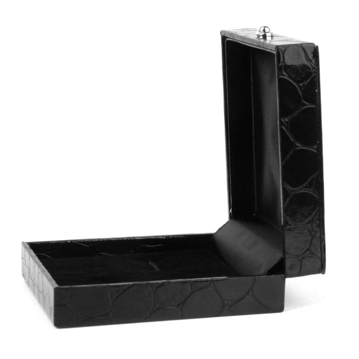 Crofta Black PU Leather Tie Clip Cufflinks Storage Gift Box Case Display Showcase