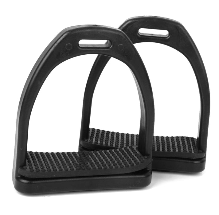 Crofta 1 Pair Safety Plastic Stirrups Horse Riding Equestrian Black Rubber Treads