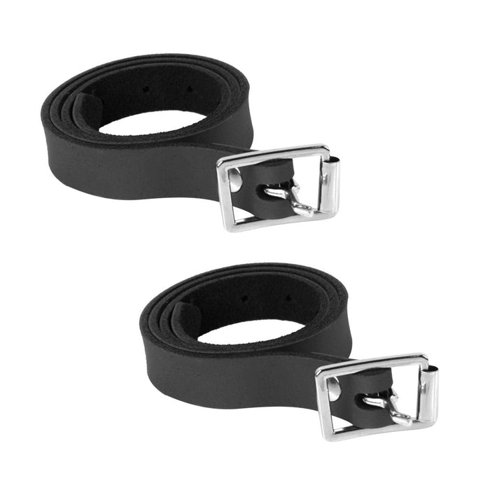 Crofta 19.7 Inch Black Horse Leather Spur Straps Belt with Alloy Buckle