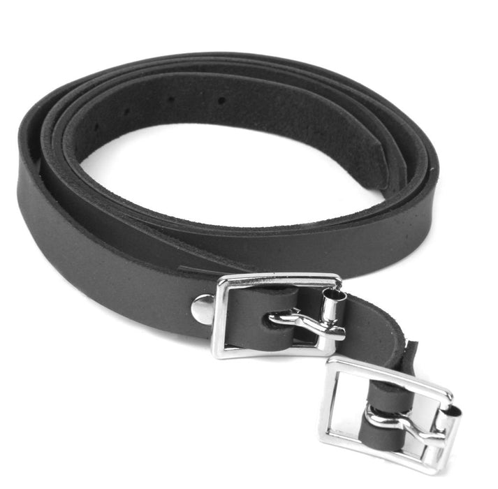 Crofta 19.7 Inch Black Horse Leather Spur Straps Belt with Alloy Buckle