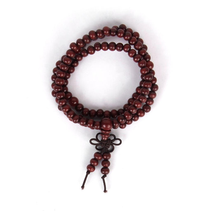 Crofta Wooden 6mm 108 Beads Prayer Stretch Buddhist Cuff Bracelet Wristband