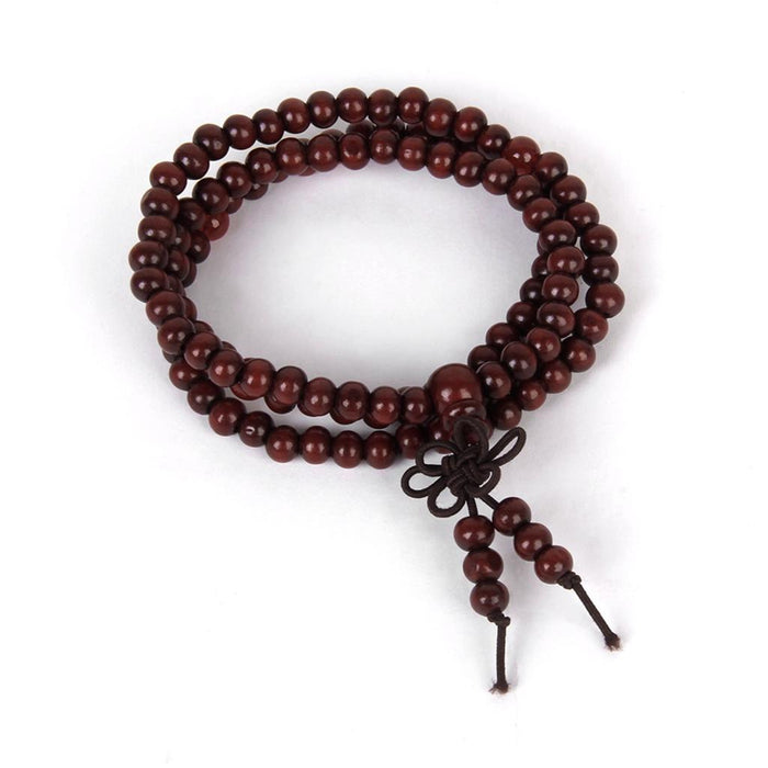 Crofta Wooden 6mm 108 Beads Prayer Stretch Buddhist Cuff Bracelet Wristband