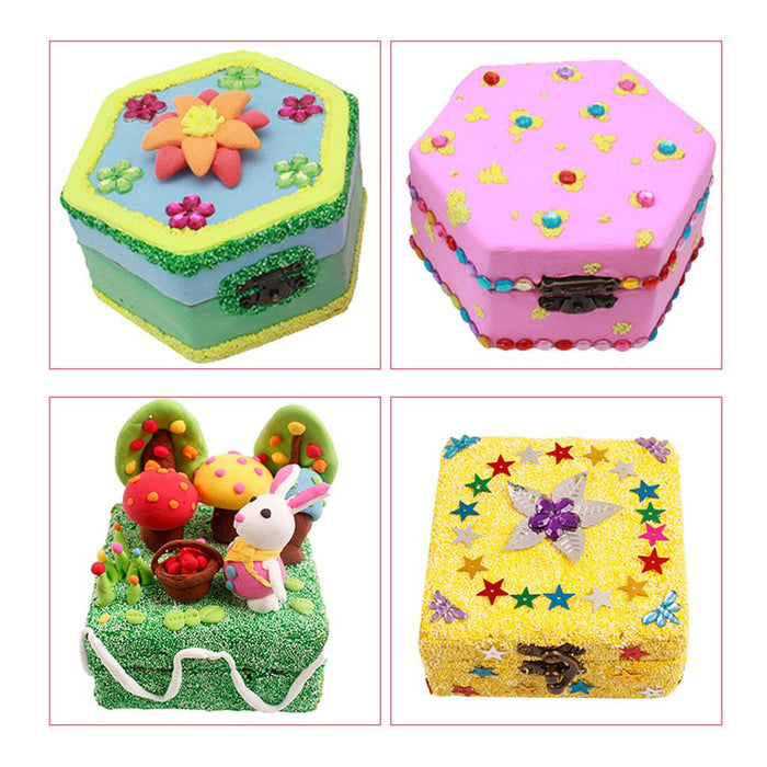 Crofta Unfinished Wooden Box Jewellery Box DIY Base Kids Toys Crafts Christmas Gift