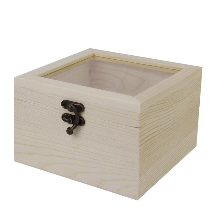 Crofta Unfinished Wooden Box Jewellery Box DIY Base Kids Toys Crafts Christmas Gift