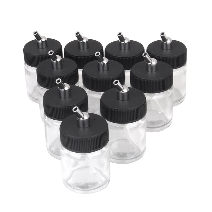 Crofta 10 x 22cc Airbrush Bottle Blank Jars Pot with Suction Pump Lid Spray Top