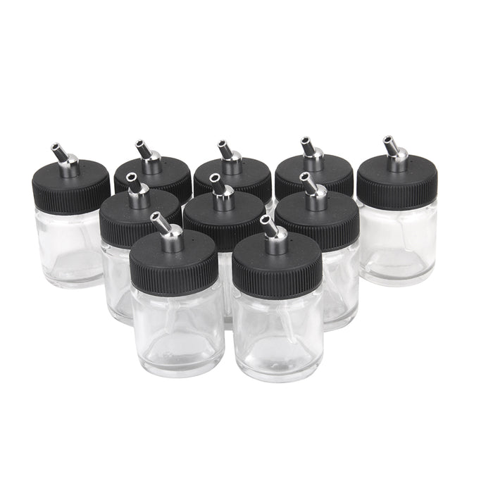 Crofta 10 x 22cc Airbrush Bottle Blank Jars Pot with Suction Pump Lid Spray Top