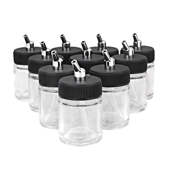 Crofta 10 x 22cc Airbrush Bottle Blank Jars Pot with Suction Pump Lid Spray Top