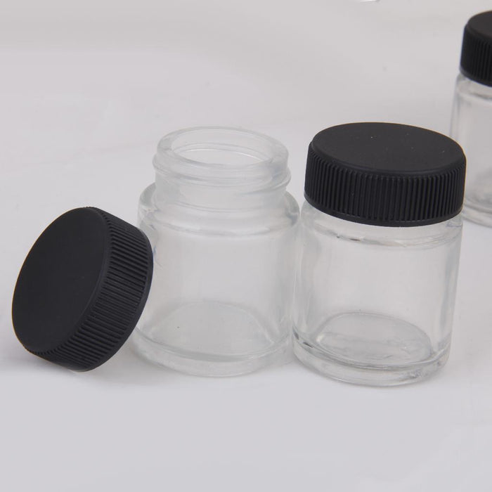 Crofta 10 x 22cc Airbrush Glass Bottles Blank Jars Pots Lid Paint Cups