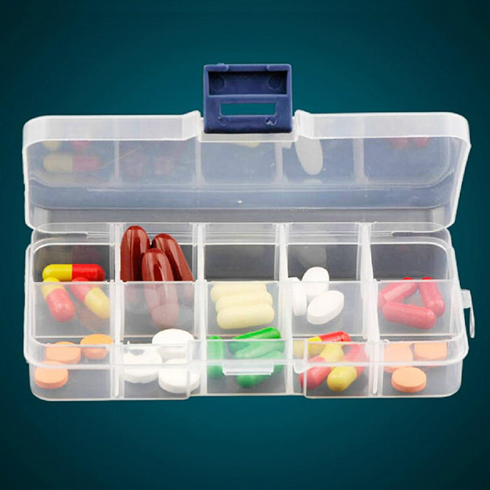 Crofta Adjustable Compartment Plastic Storage Box Jewelry Nail Container 10 Slots