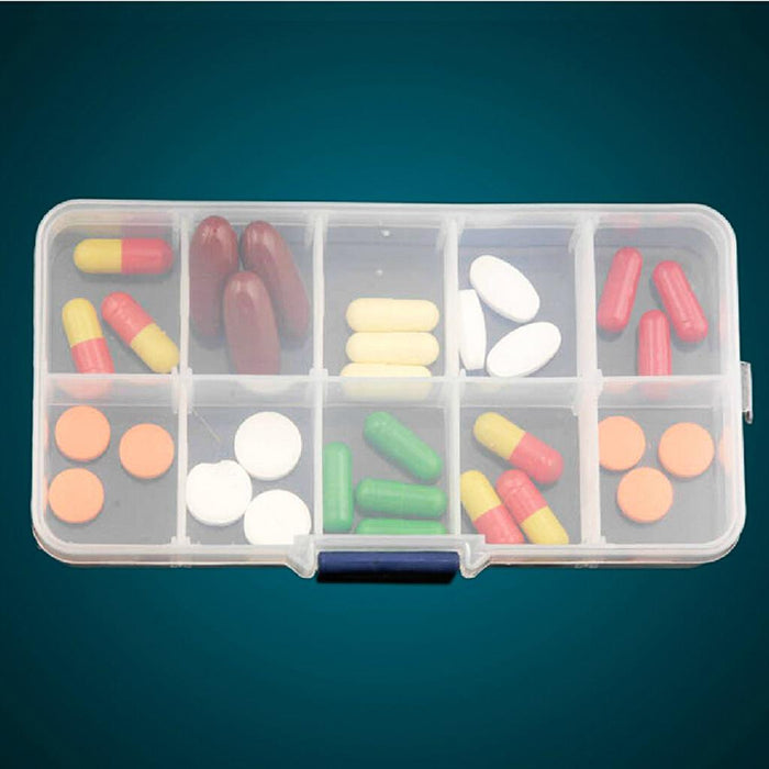 Crofta Adjustable Compartment Plastic Storage Box Jewelry Nail Container 10 Slots