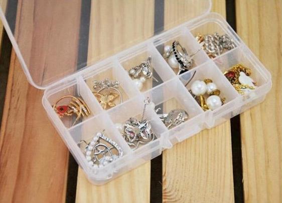 Crofta Adjustable Compartment Plastic Storage Box Jewelry Nail Container 10 Slots