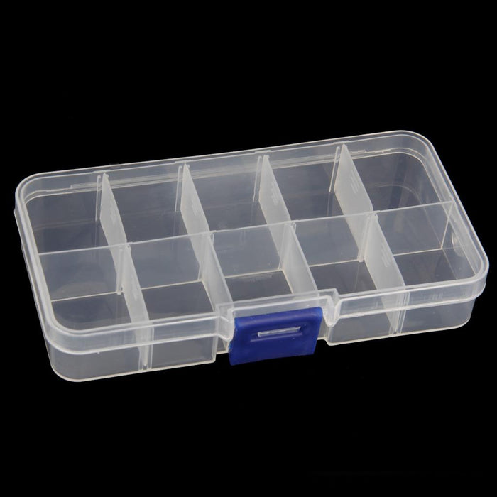 Crofta Adjustable Compartment Plastic Storage Box Jewelry Nail Container 10 Slots