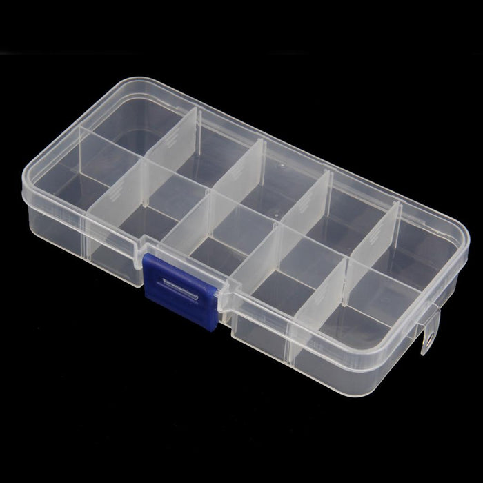 Crofta Adjustable Compartment Plastic Storage Box Jewelry Nail Container 10 Slots