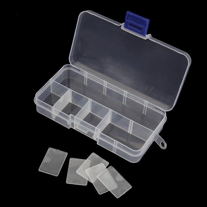 Crofta Adjustable Compartment Plastic Storage Box Jewelry Nail Container 10 Slots