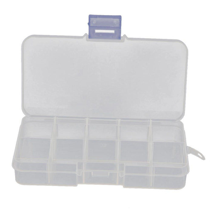 Crofta Adjustable Compartment Plastic Storage Box Jewelry Nail Container 10 Slots