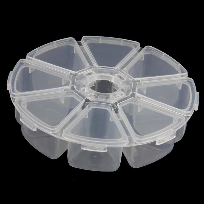 Crofta Fixed Round Compartment Plastic Storage Box Jewelry Nail Container 8 Slots