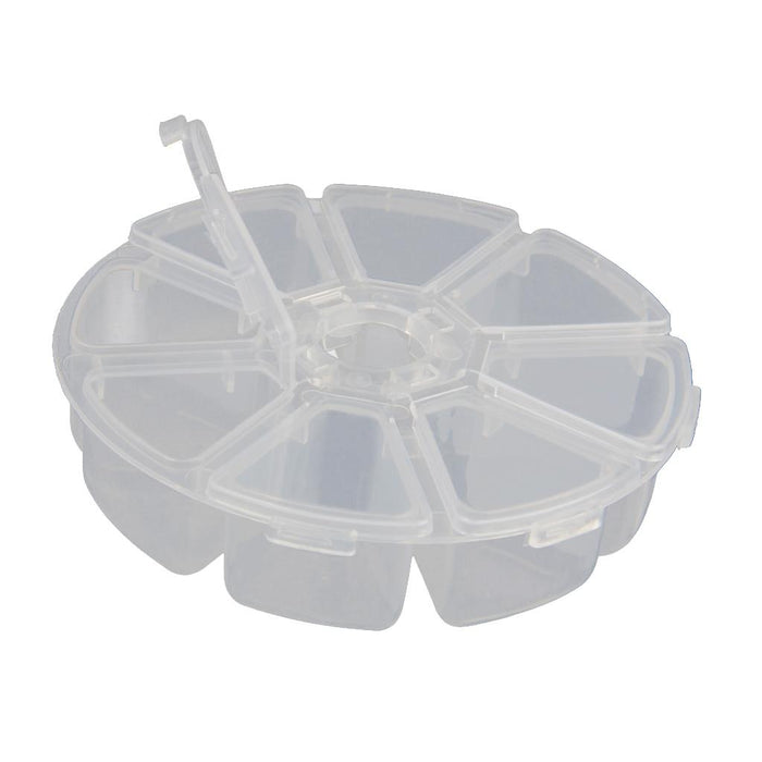 Crofta Fixed Round Compartment Plastic Storage Box Jewelry Nail Container 8 Slots