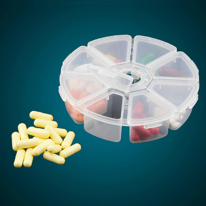 Crofta Fixed Round Compartment Plastic Storage Box Jewelry Nail Container 8 Slots