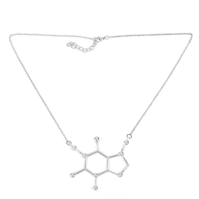 Crofta Women Alloy Molecule Pendant Necklace Chemistry Biochemistry Silver