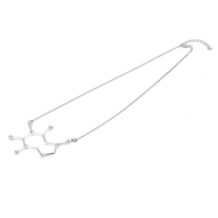 Crofta Women Alloy Molecule Pendant Necklace Chemistry Biochemistry Silver