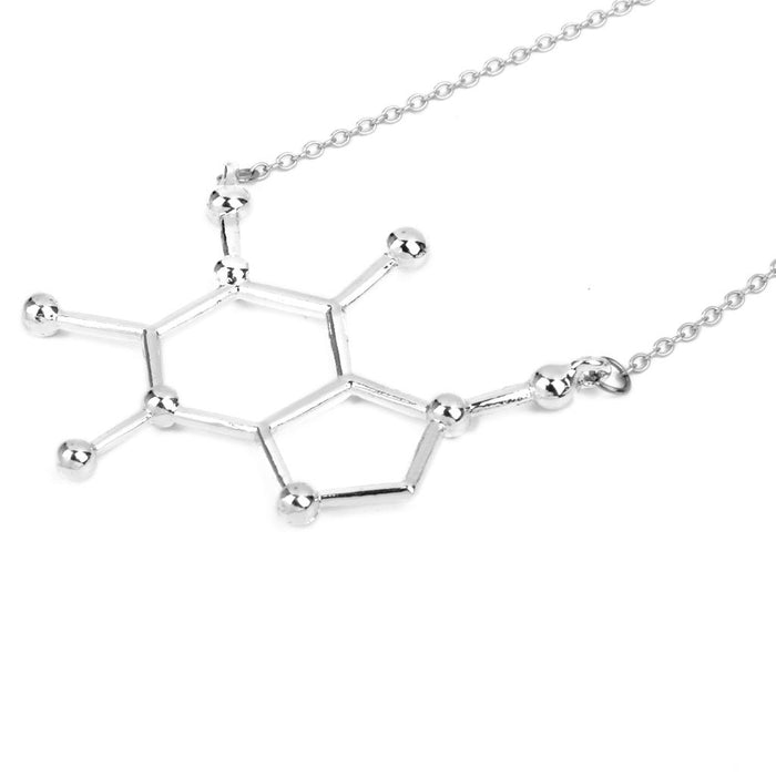 Crofta Women Alloy Molecule Pendant Necklace Chemistry Biochemistry Silver