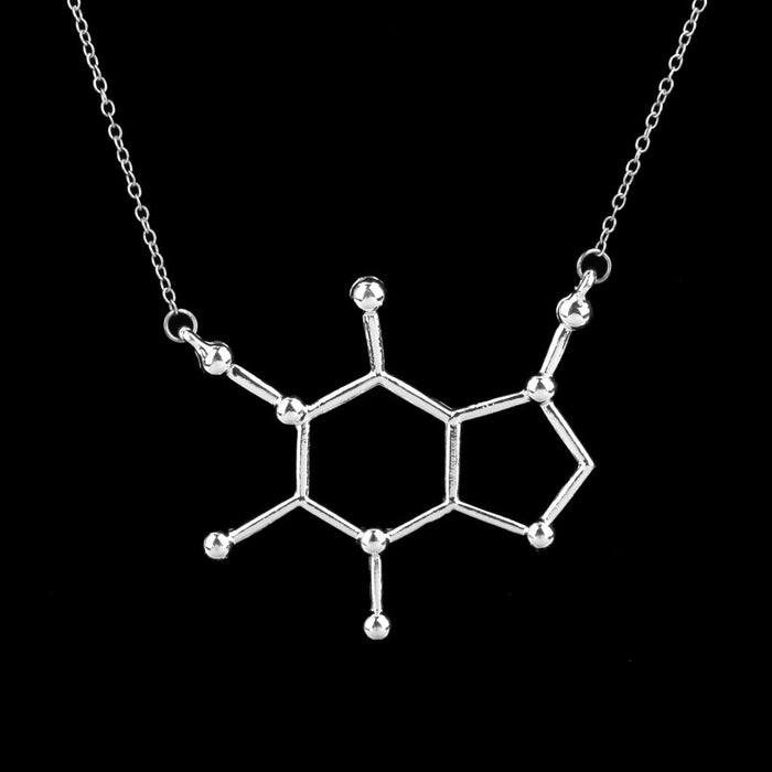 Crofta Women Alloy Molecule Pendant Necklace Chemistry Biochemistry Silver