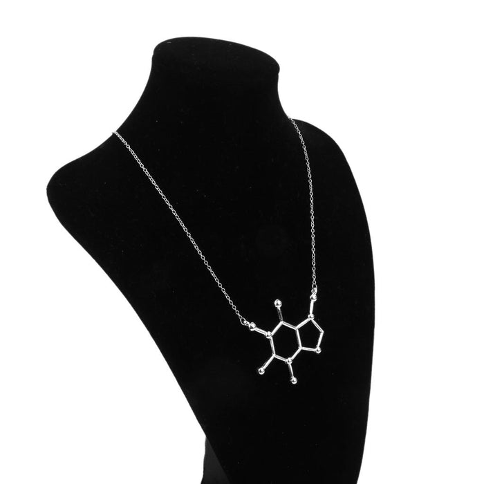 Crofta Women Alloy Molecule Pendant Necklace Chemistry Biochemistry Silver