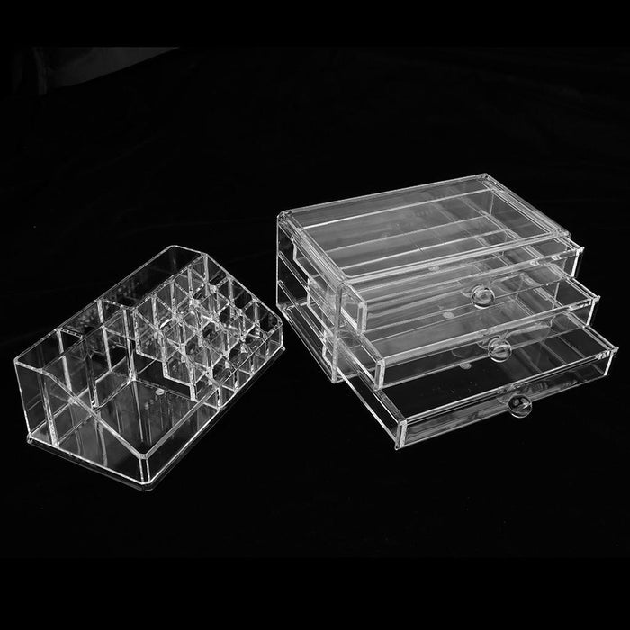 Crofta Acrylic Lipstick Holder Cosmetic Organizer Storage Makeup Box Drawer Clear