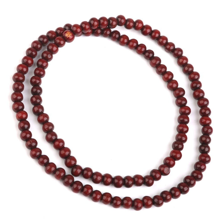 Crofta Wood 108pcs Prayer Beads Buddha Mala Buddhist Bracelet Chain Purplish Red