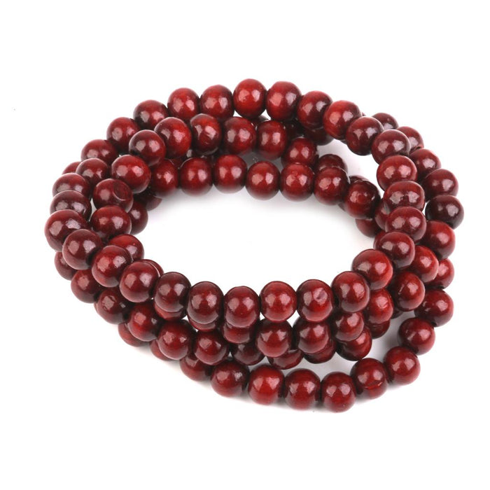 Crofta Wood 108pcs Prayer Beads Buddha Mala Buddhist Bracelet Chain Purplish Red