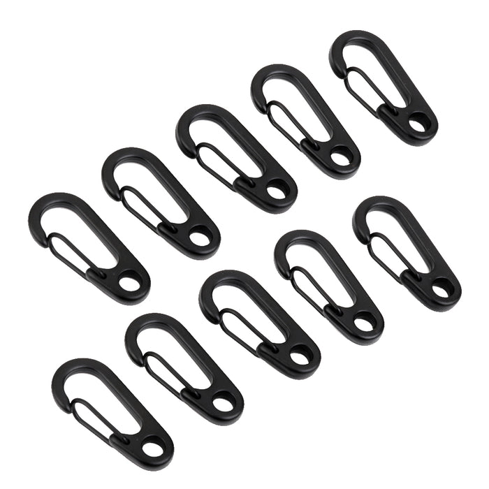 Crofta 10Pcs Black Alloy Keychain Snap Buckle Carabiner Camping Hiking Spring Hooks