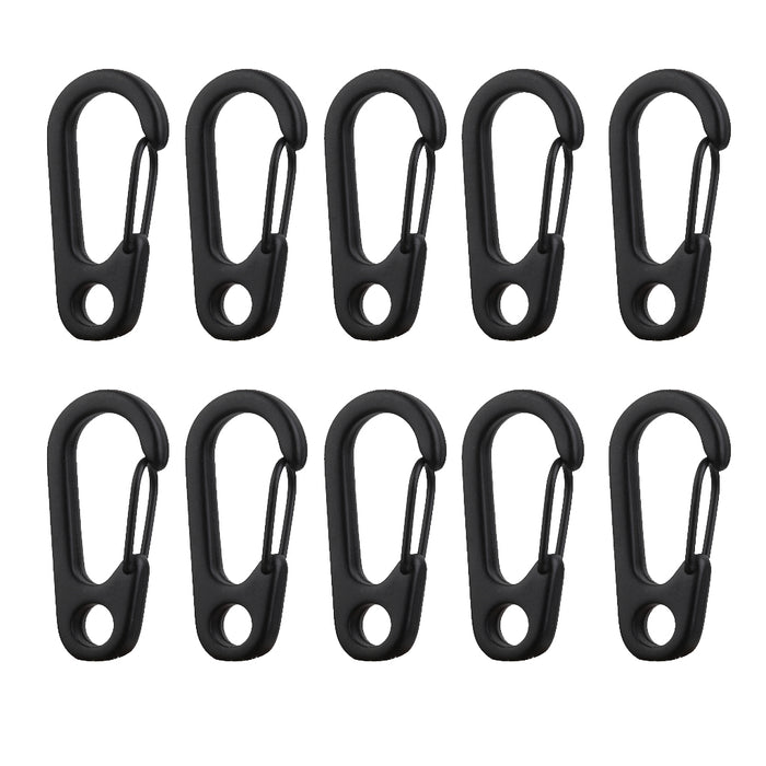 Crofta 10Pcs Black Alloy Keychain Snap Buckle Carabiner Camping Hiking Spring Hooks