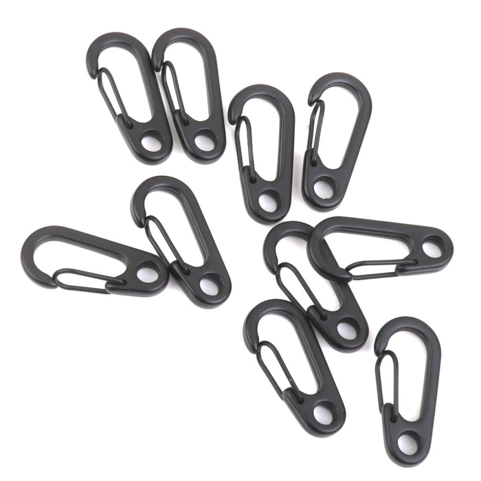 Crofta 10Pcs Black Alloy Keychain Snap Buckle Carabiner Camping Hiking Spring Hooks