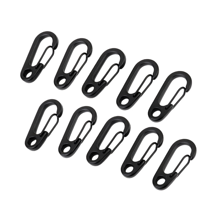 Crofta 10Pcs Black Alloy Keychain Snap Buckle Carabiner Camping Hiking Spring Hooks