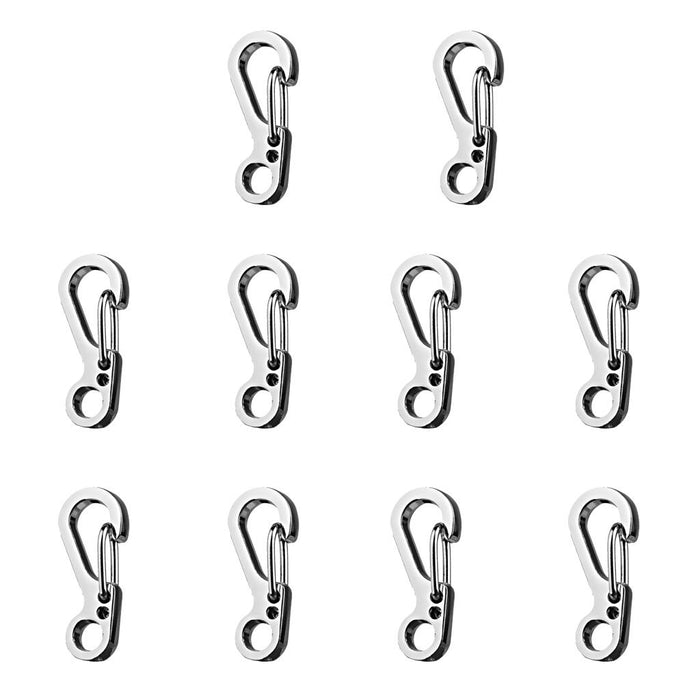 Crofta 10pcs Silver Hanging Buckle Carabiner Clip Snap Spring Hook Keychain Keyring