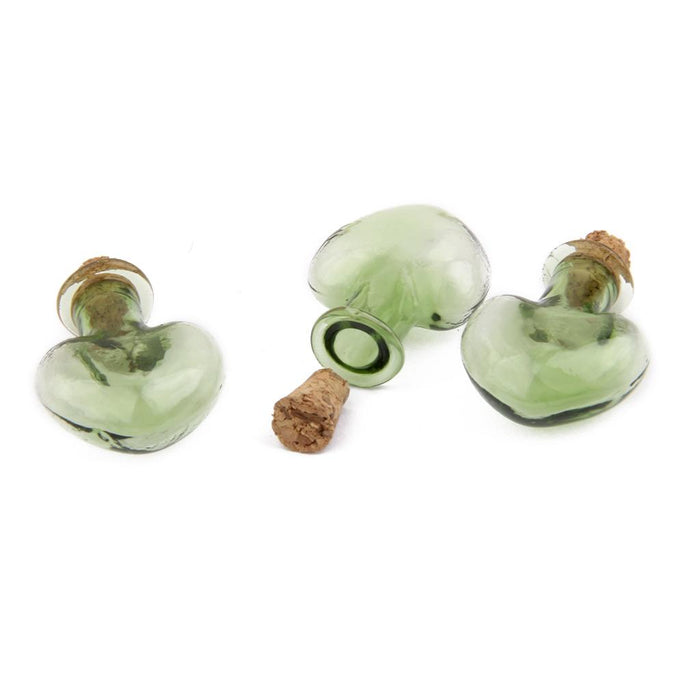 Crofta 10Pcs Mini Glass Bottle Heart Jars Vials Wishing Message Cork Bottles Green