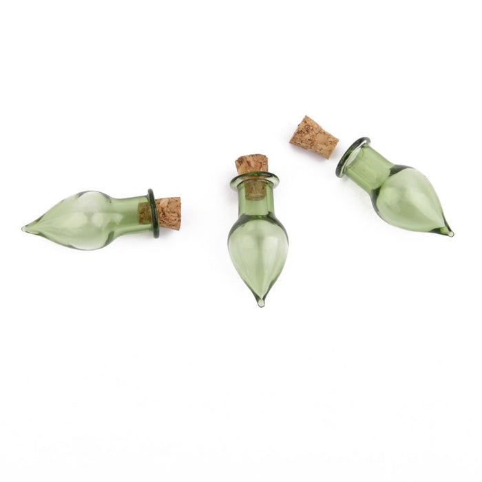 Crofta 10pc Mini Glass Cork Bottle Tear Drops Jars Vials DIY Wishing Bottles Green