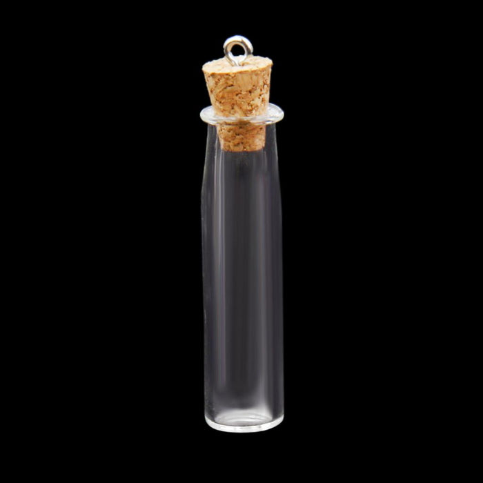 Crofta 10pcs Glass Cork Bottle Long Cylinder Jars Vials Wishing Bottle DIY Pendant